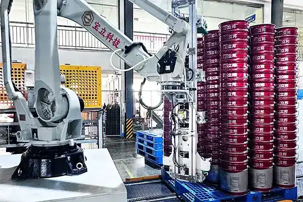 خط معالجة ومناولة علب الطلاء والمواد الكيميائية