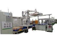 نظام تكديس وترتيب العلب على المنصات في خط الإنتاج