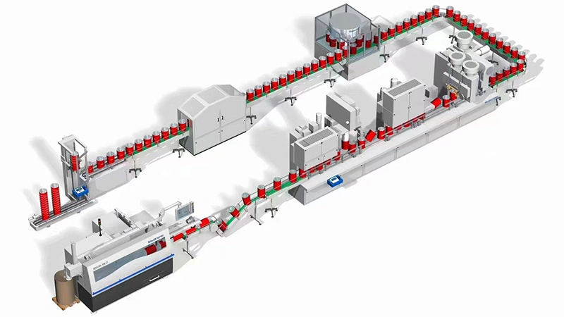 خط معالجة ومناولة علب الطلاء والمواد الكيميائية