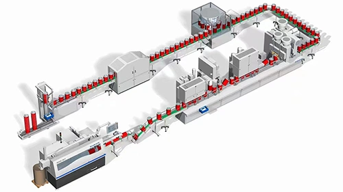خط معالجة ومناولة علب الطلاء والمواد الكيميائية