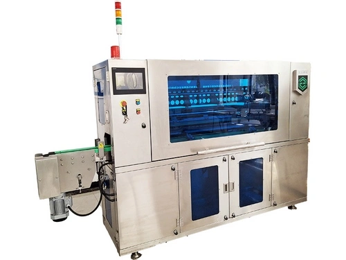 وحدة آلية لتغذية أغطية العلب (مجهزة بنظام أوتوماتيكي لإزالة مواد التغليف عن أغطية العلب)